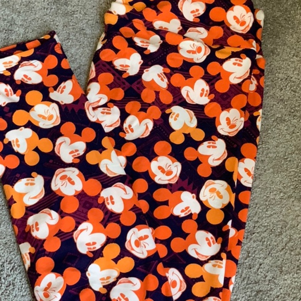 LuLaRoe Orange and White Patterned Leggings